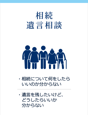 相続や遺言についての悩み、分からないことがあれば相続・遺言相談へ